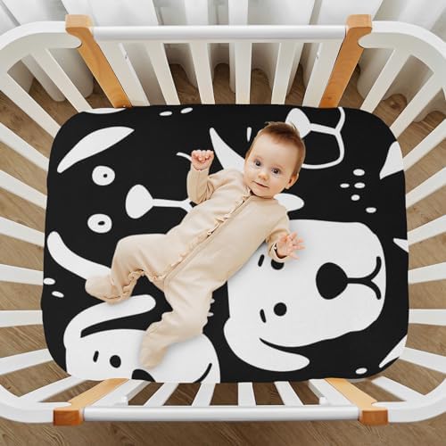 ALAZA Black White Dog Animals Crib Sheets for Girls and Boys