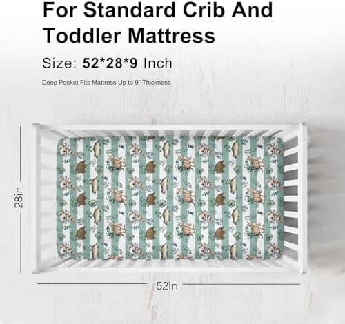 KASTLEE Baby Koala Crib Sheet 52x28 Green Stripes