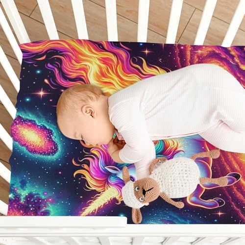Ultra Soft Unicorn in Space Crib Sheet for Boys