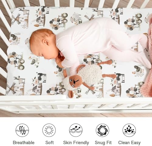 KASTLEE Boho Farm Animals Crib Sheets 52x28