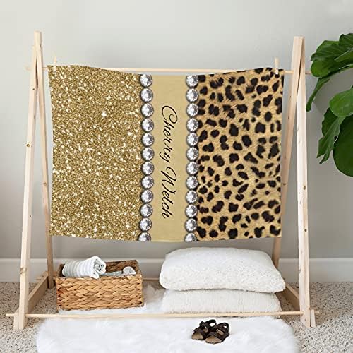 Personalized Baby Blanket Leopard Print with Name 30x40 Inches