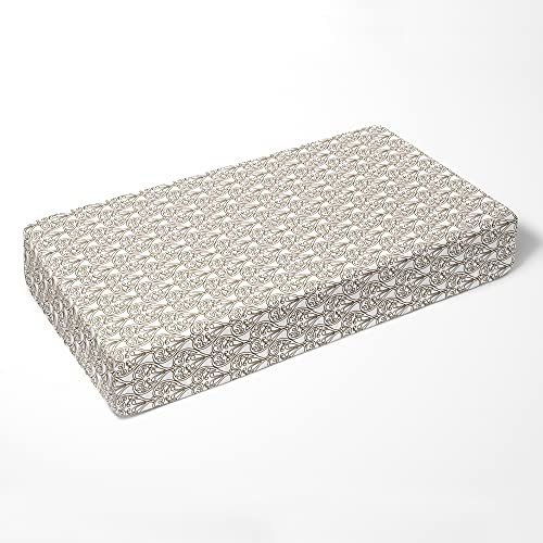 Bacati ONE Damask Brown on White Printed Crib Fitted Sheet
