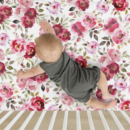 Pink Peonies Baby Crib Sheets 52x28 Inch