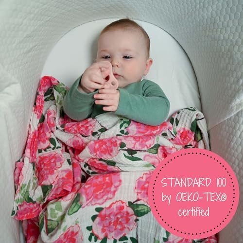 LollyBanks Peony Print Swaddle Blanket for Newborns