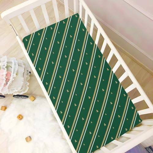 KICPOAY Christmas Striped Crib Sheets for Baby 1