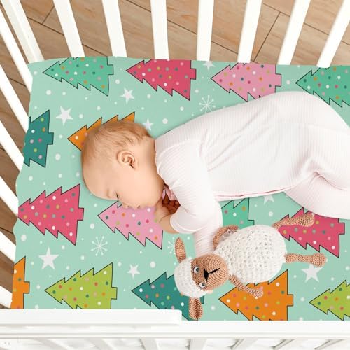 KICPOAY Christmas Green Crib Sheets for Baby Toddler Playard