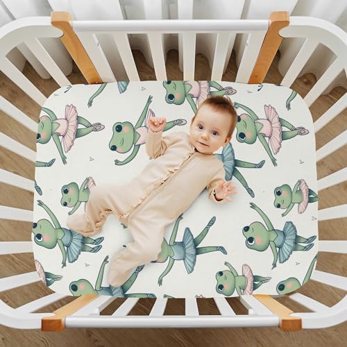 ALAZA Ballerina Frogs Crib Sheets for Kids