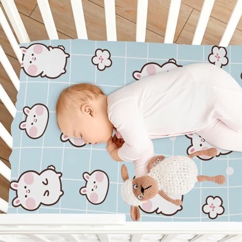 KICPOAY Crib Sheets with Bunny Flower Pattern