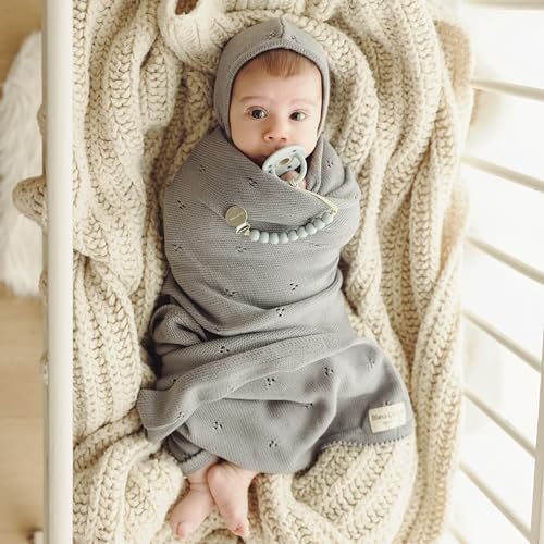 Bleu La La Organic Pointelle Swaddle Blanket