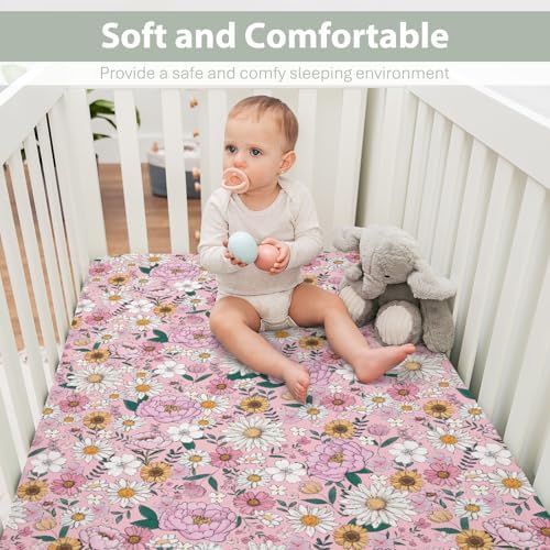 Boho Floral Crib Sheets for Boy Girl 28x52 Inches