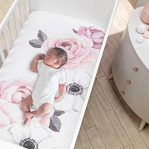 Lambs Ivy Floral Garden Watercolor Crib Sheet