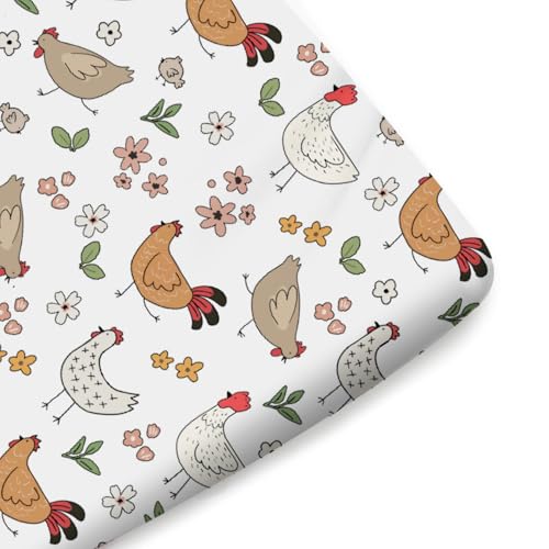 KASTLEE Cute Chicken Floral Fitted Crib Sheets