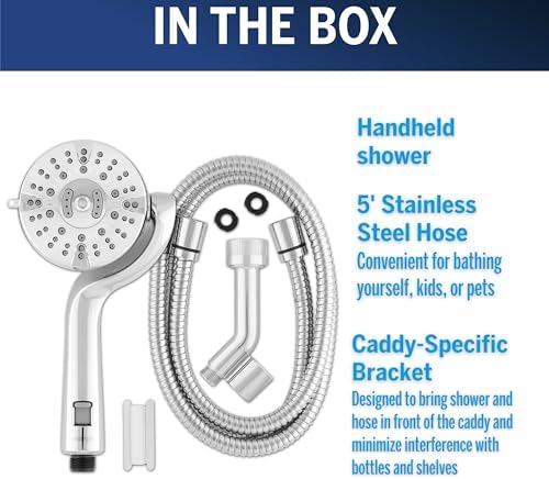Waterpik Caddy Buddy Handheld Shower Head with High Pressure and 5 Modes