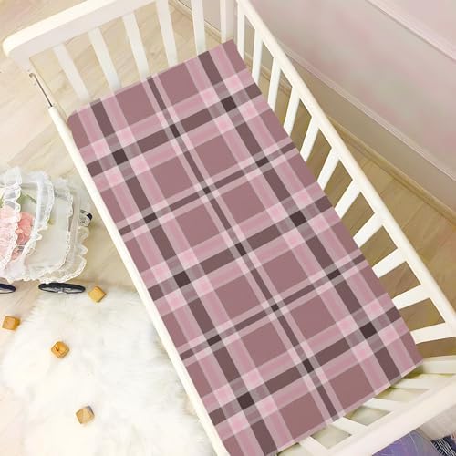 Plaid Pink Fitted Crib Sheets for Baby Toddler