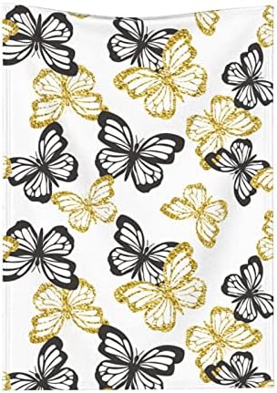 Xisover Golden Glitter Butterflies Swaddle Blanket