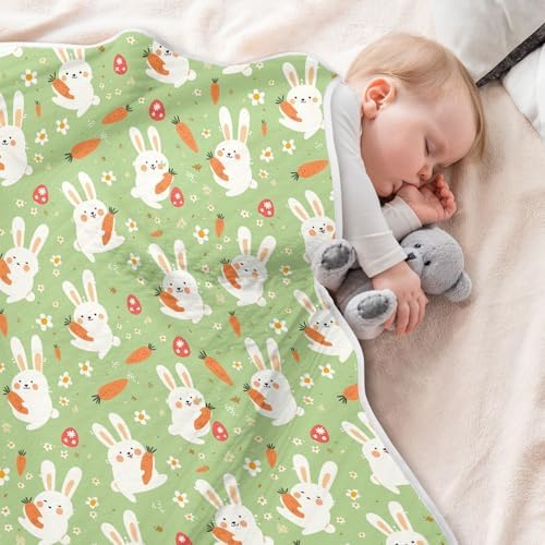 Sanluoli Green Cute Rabbits Baby Swaddling Blanket