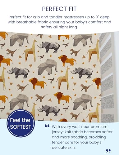 TotAha Premium Stretchy Crib Sheets 2-Pack - Hypoallergenic Silky Comfort