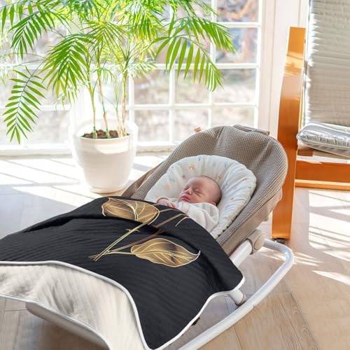 KICPOAY Golden Luxury Rose Baby Swaddle Blanket
