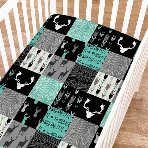 Retro Deer Tribal Arrows Baby Crib Sheets for Boy Girl 52x28