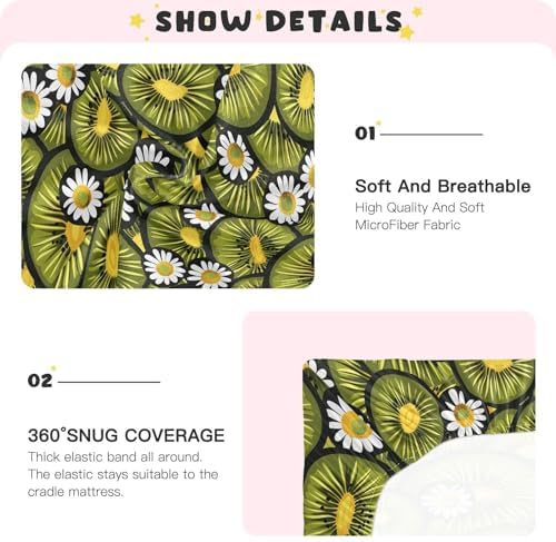 ALAZA Style Kiwifruit Daisy Crib Sheets for Baby
