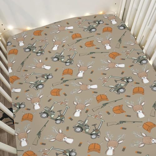 ZoUbqchY Camouflage Deer Hunter Crib Sheet