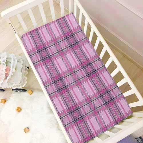 KICPOAY Checkered Tartan Crib Sheets Stretchy Playard Sheets for Baby Toddler