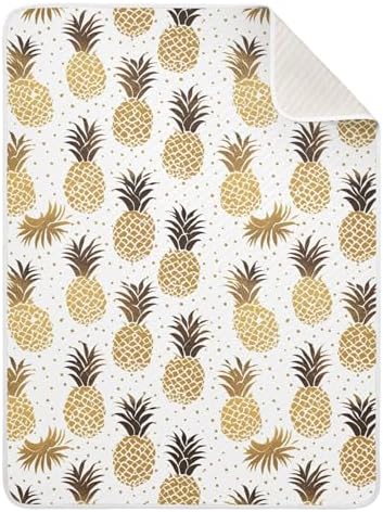 AMmao 30x40 Inch Baby Blanket with Golden Pineapple Polka Dot Pattern