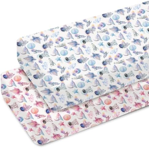 Watercolor Outer Space Crib Sheets 52x28 Inches