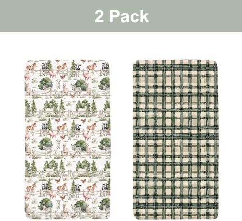 Farm Life Crib Sheets 52x28 Inch for Boy Girl 2 Pack