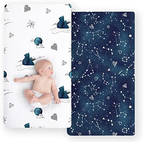 JumpOff Jo 2 Pack Cotton Crib Sheets - Galaxy Mama Bear