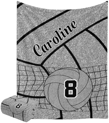 Personalized Silver Volleyball Baby Blanket with Name 1