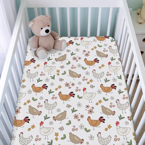 KASTLEE Cute Chicken Floral Fitted Crib Sheets