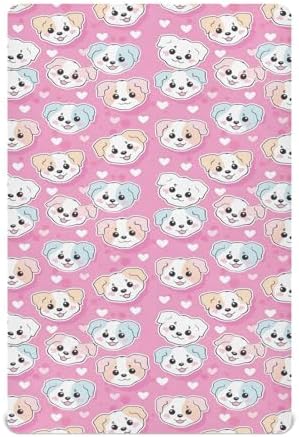 KEIGE Cute Dog Puppy Crib Sheet for Baby Bedding