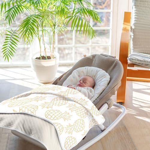 KICPOAY White Elegant Pineapple Baby Swaddle Blanket