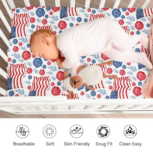 KASTLEE American Flag Crib Sheets 52x28 Patriotic Baby Bedding