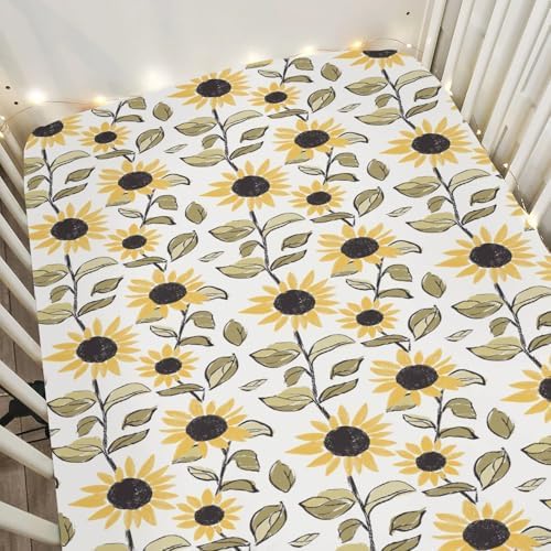Yellow Sunflowers Watercolor Crib Sheets 52x28