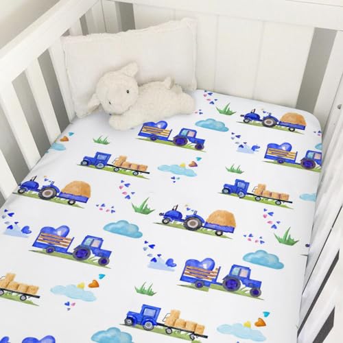 Blue Valentine Crib Mattress Sheet 52x28 Soft Fitted Cover for Baby Nursery