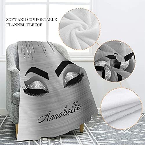 Custom Glitter Eyelash Print Baby Blanket with Name