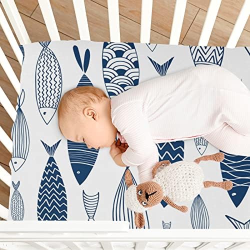 KeepReal Fitted Crib Sheets with Fish Pattern