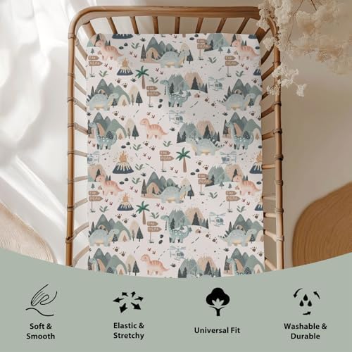 Jungle Dinosaur Crib Sheets for Baby 52x28 Neutral