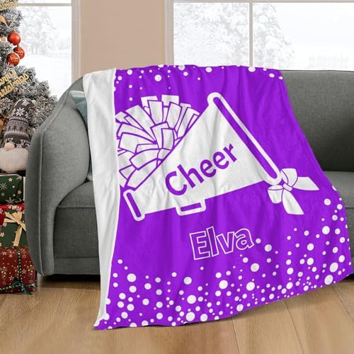 Custom Blanket with Name Cheer Purple Dot Swaddling for Baby