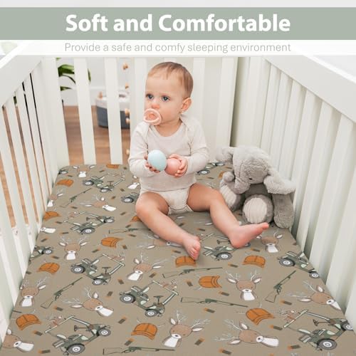 ZoUbqchY Camouflage Deer Hunter Crib Sheet
