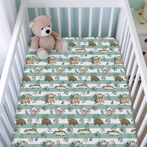 KASTLEE Baby Koala Crib Sheet 52x28 Green Stripes