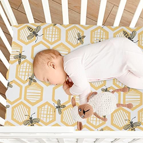 KICPOAY Honeybee Crib Sheets Stretchy Playard Sheets for Baby