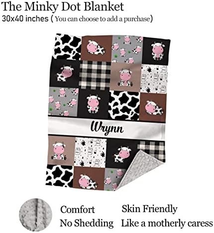 Personalized Cute Cow Crib Sheets for Boys Girls