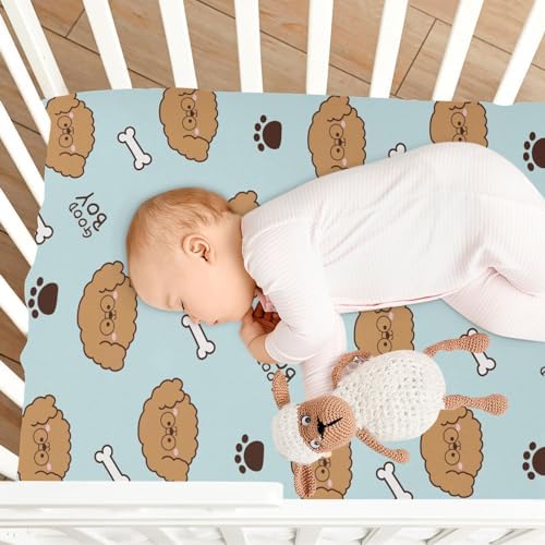 Fitted Crib Sheets with Cute Dog Bone Pattern for Baby Toddler 1