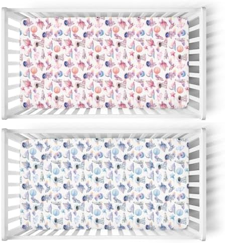 Watercolor Outer Space Crib Sheets 52x28 Inches