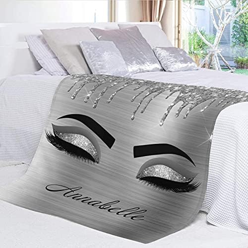 Custom Glitter Eyelash Print Baby Blanket with Name