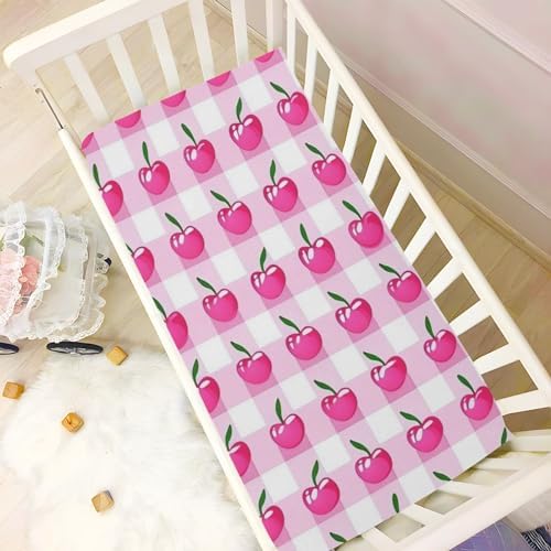ALAZA Pink Cherry Fruit Crib Sheets for Girls and Boys