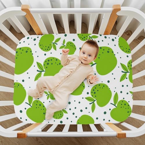 KICPOAY Green Apples Polka Dot Crib Sheets 1